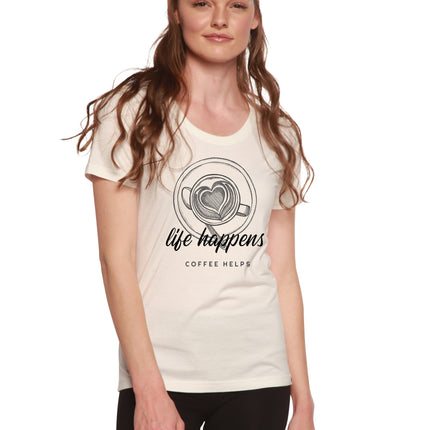 Life Happens Printed Women's Bamboo/Cotton Short Sleeve Scoop Neck T-Shirt