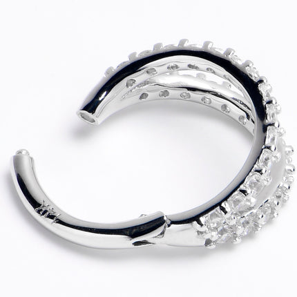 16G 5/16 Solid 14K White Gold Clear CZ Gem Hinged Segment Ring
