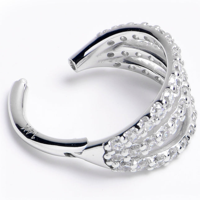 16G 5/16 Solid 14K White Gold Clear CZ Gem Row Hinged Segment Ring