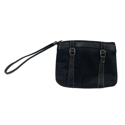Small Black Full Zip Cell Phone Nylon Faux Buckle Wallet Wristlet Purse Bag