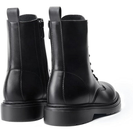 Dream Pairs Womens Size 10 Black Faux Leather Lace Up Low Heel Combat Boots