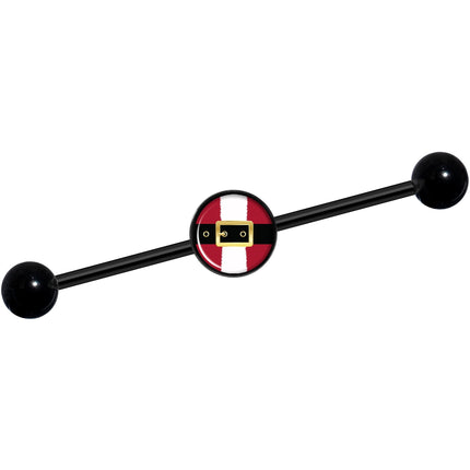 14G Christmas Santa Suit Black Industrial Barbell 37mm
