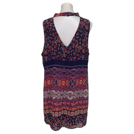 By & By Womens XXL Sleeveless Keyhole Lined Floral Sheath Dress w Necklace