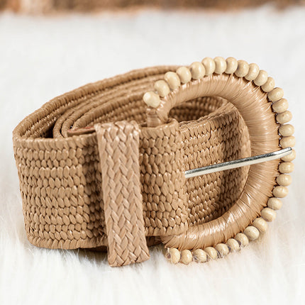 Kylie Beaded Straw Woven Belt