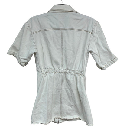 Petal & Pup Womens Size 4 White Hailey Short Sleeve Snap Up Denim Mini Dress