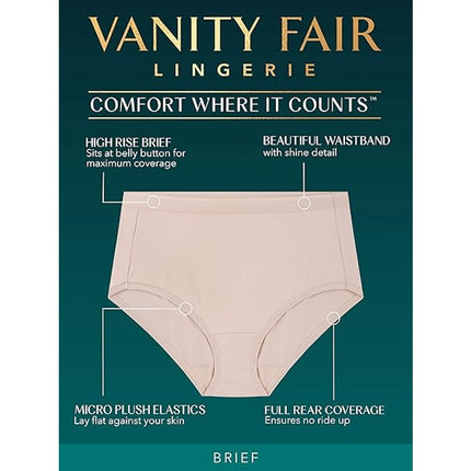 New 3-Pack Vanity Fair Womens Size 10 Tan Comfort Where It Counts Briefs