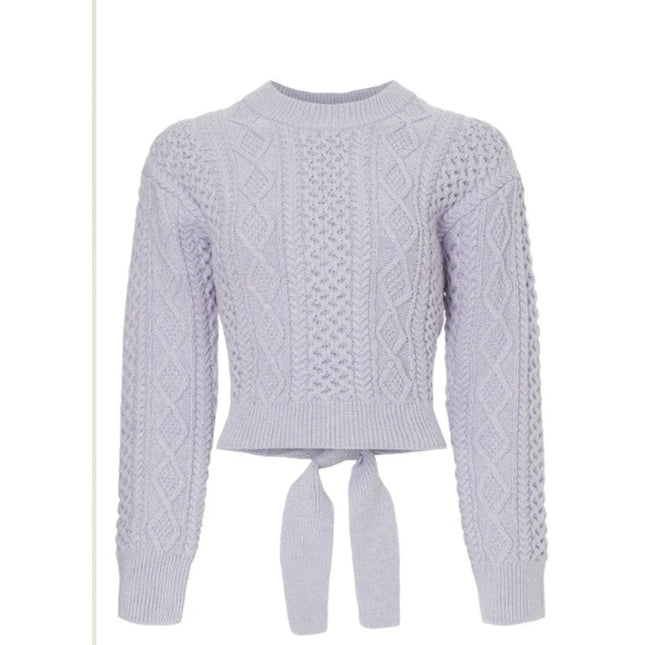 Rails Womes XL Amy Tie Back Long Sleeve Crew Neck Cropped Cable Knit Sweater