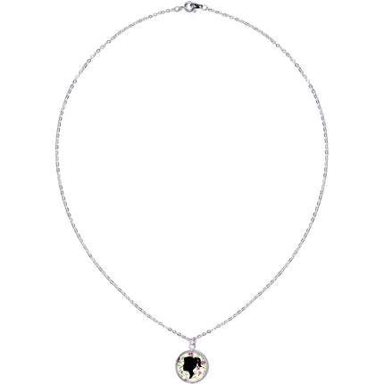 Woman Floral Silhouette Silver Plated Chain Necklace