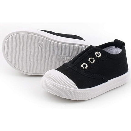 New DADAWEN Toddler Boys Size 11 Black Canvas Slip-On Low Top Sneakers w Flaw