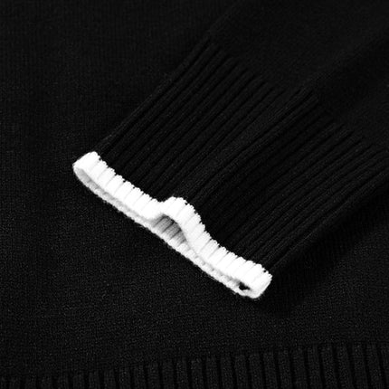 Black Contrast Trim Big Bow Accent Cropped Sweater