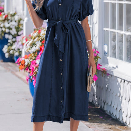 Makayla Bubble Sleeve Long Dress