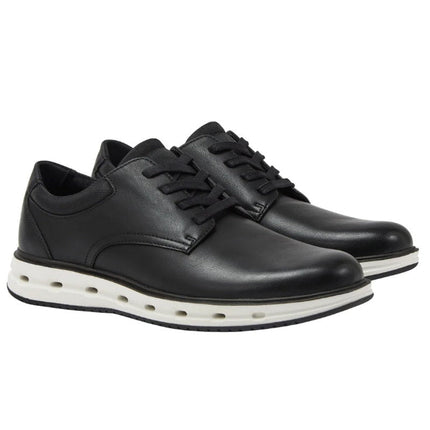 New In Box Lands End Mens Size 9.5 Black Faux Leather Lace Up Sport Oxford Shoes