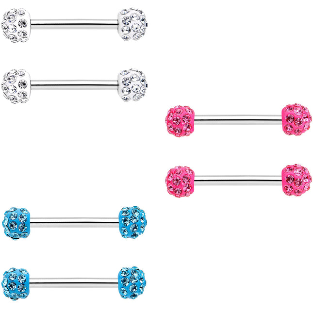 14G 9/16 All About Fun Barbell Nipple Ring Pack Set of 6