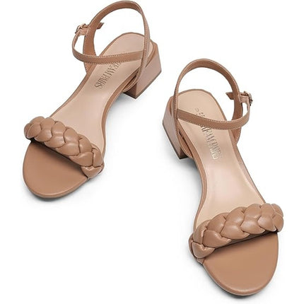 Dream Pairs Womens 10 Brown 1.75" Block Heel Round Open Toe Ankle Strap Shoes