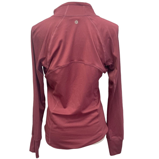 90 Degree Womens Medium Long Sleeve Front Vented Zip Athletic Top w Thumbholes