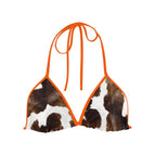 S / Orange Strap Cow Bikini Top