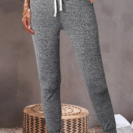 Gray Drawstring Waist Pocketed Joggers