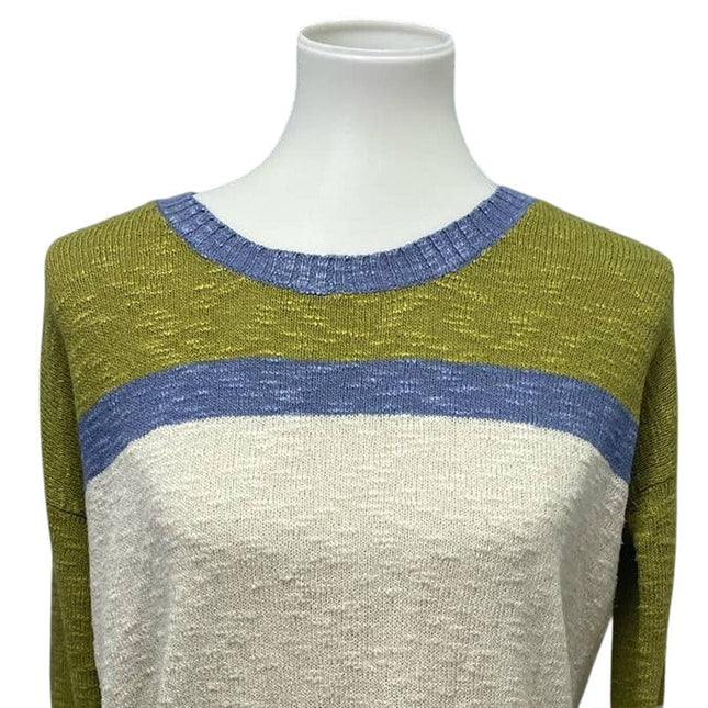 Kensie Womens Small Long Sleeve Striped Polyester Blend Pullover Sweater