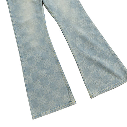 AZUL CHECKERED FLARE DENIM