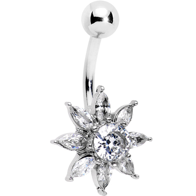 Clear Gem Flourishing Flower Belly Ring