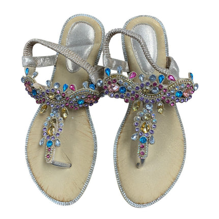 Icker Womens Size 9.5 Rose Gold Rhinestone Sandals Open Round Toe Shoes