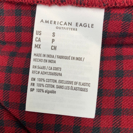 New American Eagle Womens Small 100% Cotton Long Sleeve Plaid Dress