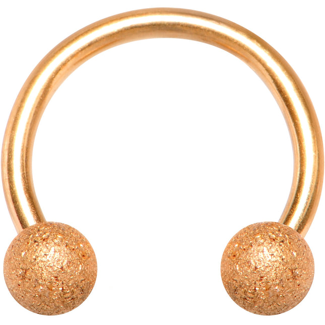 18G 5/16 Rose Gold Color PVD Textured Horseshoe Circular Barbell