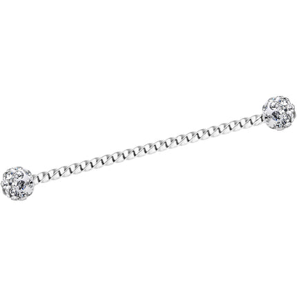 Clear Gem Cluster Seriously Twisted Industrial Barbell Earring 38mm