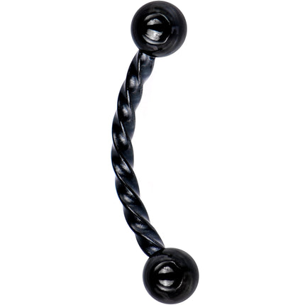 16G 3/8 Black IP Seriously Twisted Curved Eyebrow Ring
