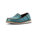 6 / Extra Narrow / Brushed Turquoise Floral Embossed