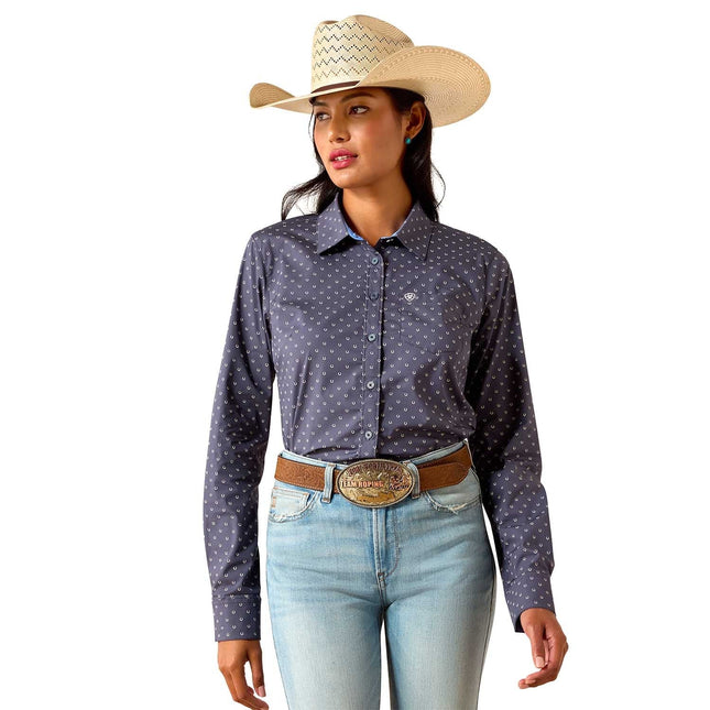 Ariat Women's Kirby Long Sleeve Collared Button-Down Shirt – Rider-Tested Stretch Poplin Equestrian Top