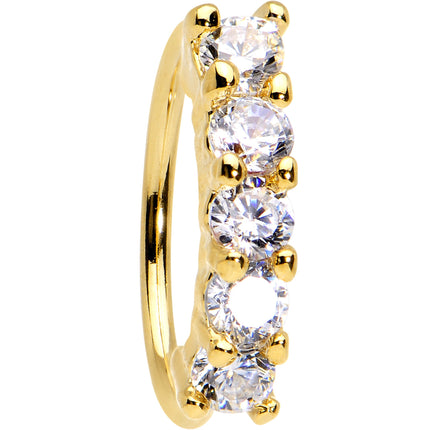 20G 5/16 Clear CZ Gold IP Quintet Seamless Circular Nose Ring