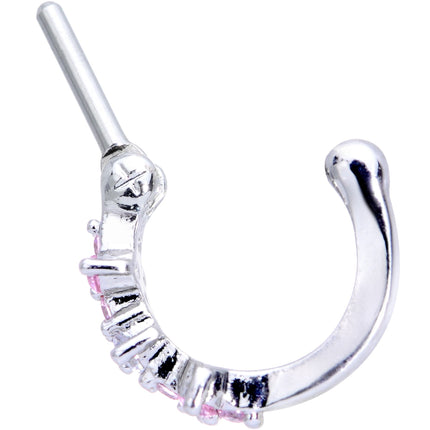 16G 1/4 Clear Pink Gem Hinged Cartilage Clicker