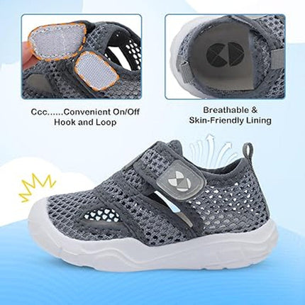 Centipede Demon Toddler Boys Size 9 Gray Water Sandal Latch & Hook Close Shoes