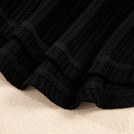 White Waffle Texture V Neck Drop Shoulder Loose Tee