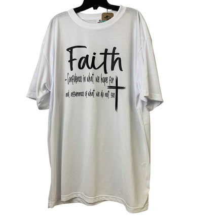 New Hand Printed Mens 2XL White Faith in Jesus Confidence What We Do Not See Tee