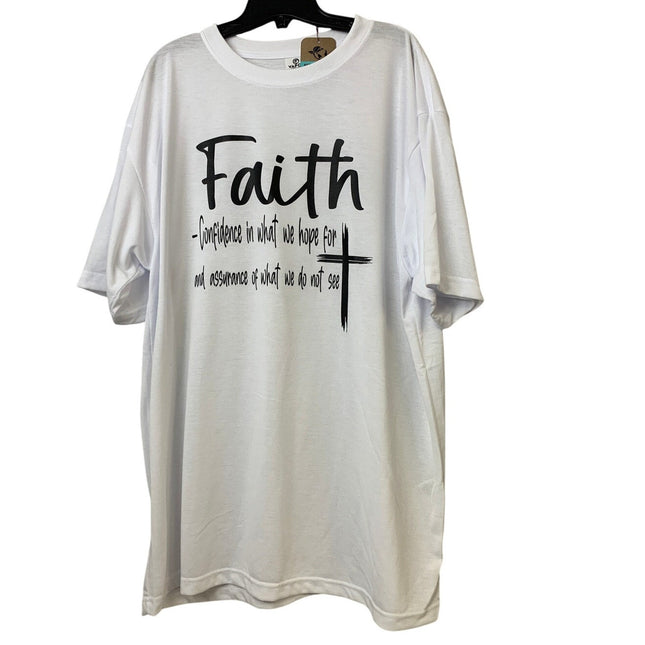 New Hand Printed Mens 2XL White Faith in Jesus Confidence What We Do Not See Tee