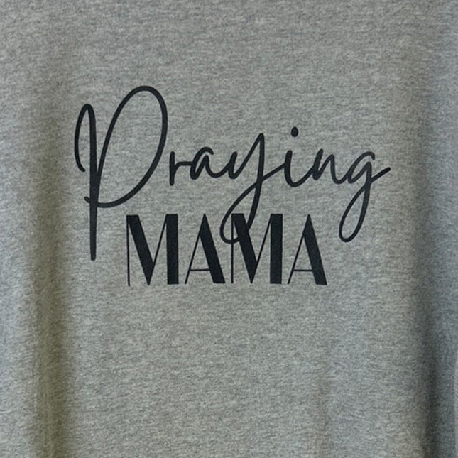 Upcycled Hand Printed Womens Large Praying Mama Long Sleeve Heatherd Sweatshirt