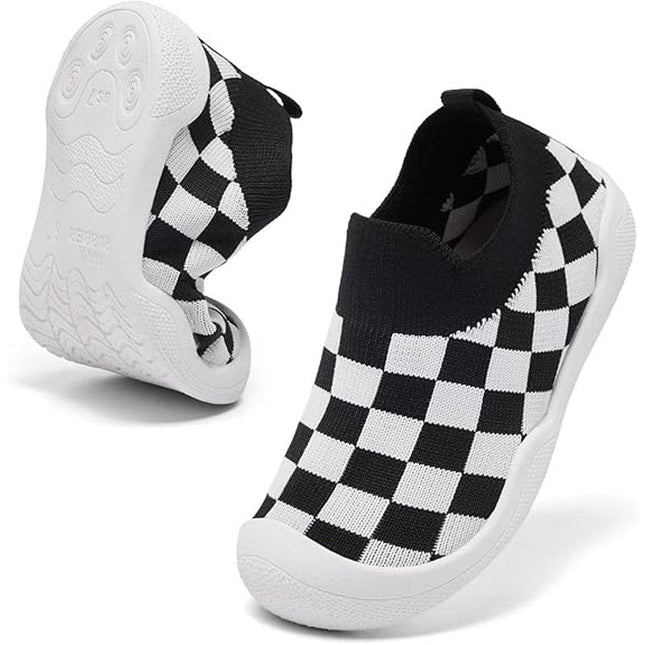 Toddlluby Toddler Boys 8 Sneakers Checkerboard Slip Resistant Sole Slip on Shoes
