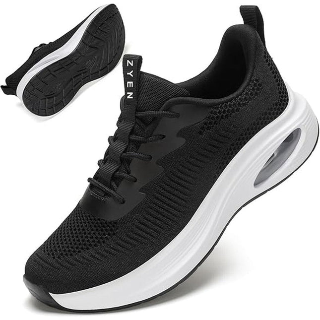 ZYEN Womens Size 8.5 Black Mesh Slip On Wide Toe Box Air Cushion Athletic Shoes