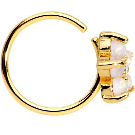 20G Clear CZ White Faux Opal Gold Tone Flower Circular Ring