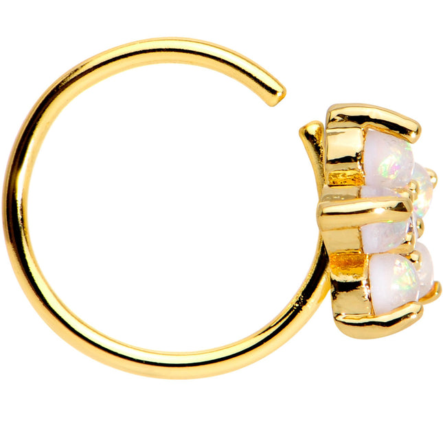 20G Clear CZ White Faux Opal Gold Tone Flower Circular Ring