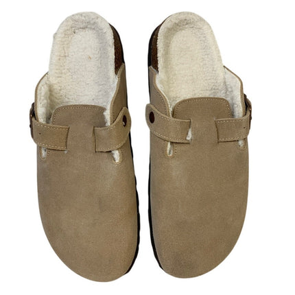 Kidmi Womens Size 11 Brown Clogs Suede Fur Lined Closed Round Toe Slip On Shoes