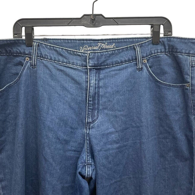 Universal Thread Womens 22W Cropped Hook Eye Closure Stretch Denim Blue Jeans