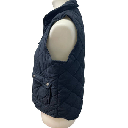 Thread & Supply Womens Medium Navy Blue Quilted Full Zip Sleeveless Collar Vest