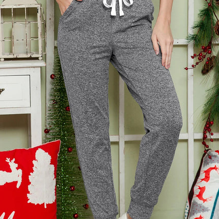Gray Drawstring Waist Pocketed Joggers