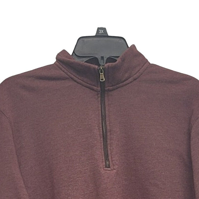 George Mens Medium PolyCotton Long Sleeve Quarter Zip Pullover Sweatshirt