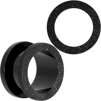 Black PVD Sandblasted Screw Fit Tunnel Plug Set 5mm to 16mm