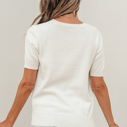 Regina Printed Short Sleeve Sweater