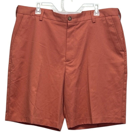 Izod Mens Size 38 100% Polyester Long Solid Coral Board Golf Shorts w Pockets
